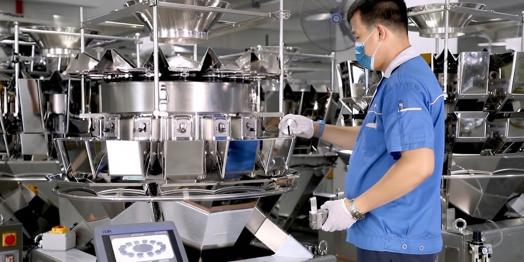 Removing a multihead weigher hopper without tools for cleaning